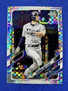2021 #218 Brandon Lowe Topps cromo béisbol X-Fractor Tampa Bay Rays - Imagen 1 de 2