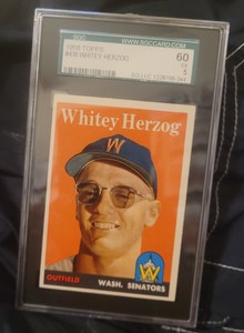 1958 TOPPS SGC GRADED EX 5 WHITEY HERZOG CARD #438 