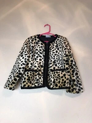 Chaqueta/ropa exterior negra y tostada estampada animal Le Top para niñas, talla 4, usada Foto 1 de 4