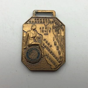 Ft Lauderdale Watch FOB Bathing Beauty American Legion Medal Deco 1939 Vintage - Picture 1 of 12