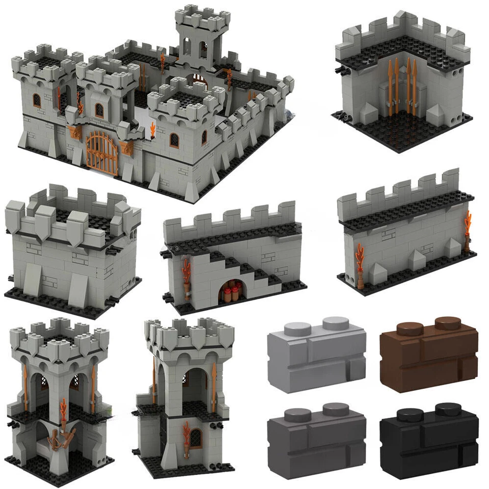 MOC Bricks Wall Medieval Knight Castle Tower Baseplate Army Set Lot Fit 98283 - Image 1 of 4