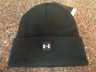 Under Armour Men's Black Halftime Classic Knit Beanie Hat Fold Over Cuff NWT - Image 1 of 4