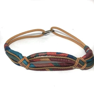 VTG 80s Belt Braided Fabric Brown Green Size Small 28" Waist 1980s - Picture 1 of 3