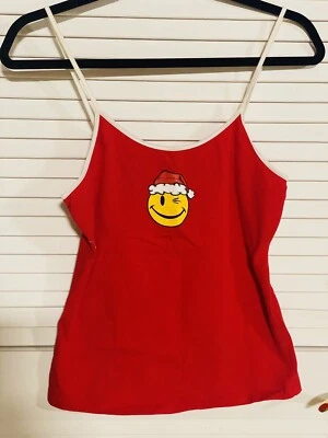 Camiseta sin mangas Joe Boxer talla grande Navidad roja sonriente cami elástica usada en excelente estado Foto 1 de 4