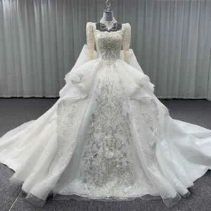 Elegant A-line Wedding Dresses Square Neck Open Back Lace Applique Bridal Gowns - Picture 1 of 8