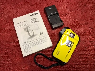 Sanyo VPC-CA9 Dual Camcorder CAMERA Yellow Waterproof HD Xacti Tested Working - Image 1 of 4
