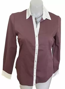 NEW YORK & COMPANY Button-Up Blouse Large Purple Womens Long Sleeve - Picture 1 of 6