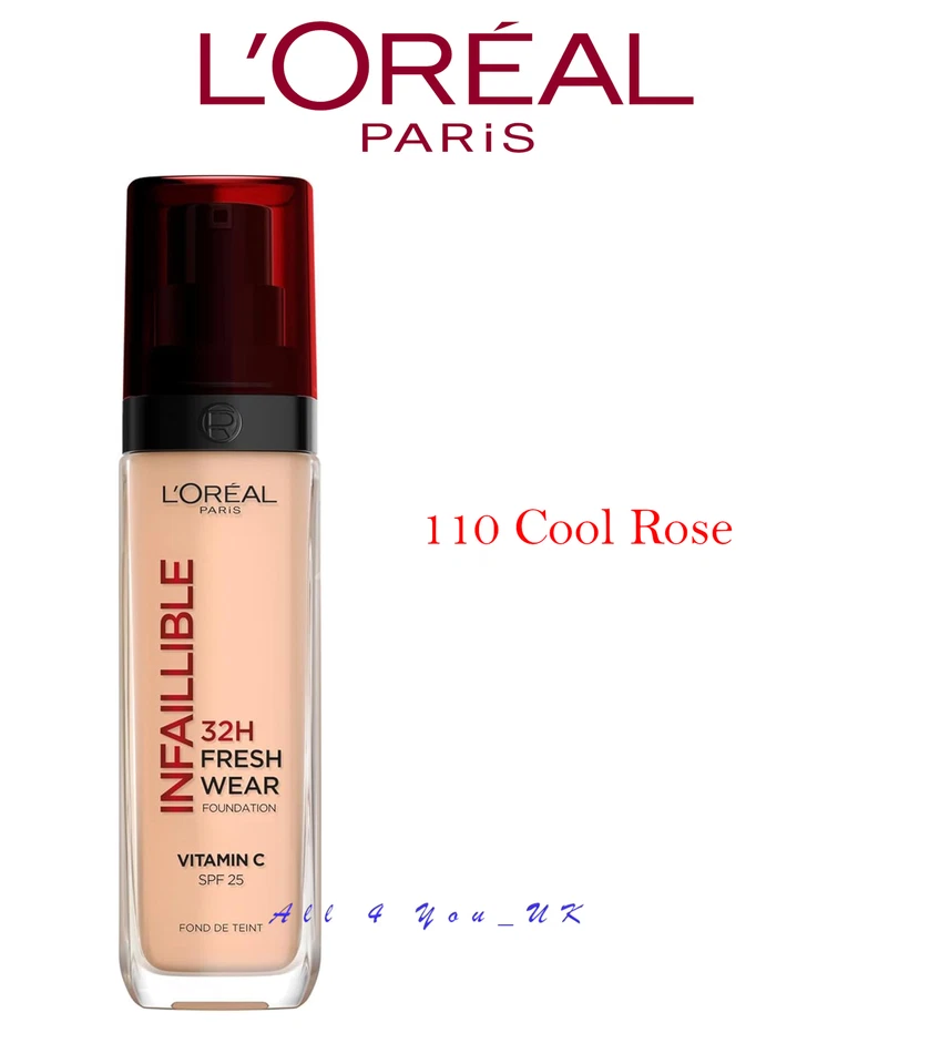 Base líquida L'Oréal Paris, com vitamina C e FPS 25 110 rosa fria - Imagem 1 de 1