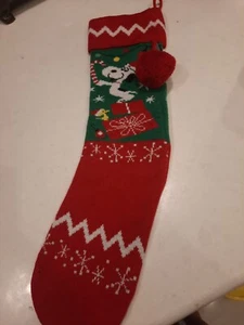 Hallmark Christmas Stocking Snoopy & Woodstock Peanuts Knit Tassel Pom Pom 20” - Picture 1 of 3