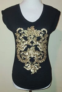 Prenda para el torso Express Mujer Talla XS Negro Cuello Cuchara Mangas Gorra Transparente Dorada Lentellera León - Imagen 1 de 17