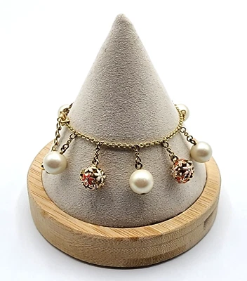 Pulsera Kate Spade Wallflower Dije Tono Dorado Con Perlas y Flores LEER Foto 1 de 4