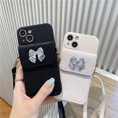 Case For Huawei & Honor Crossbody Bowknot Card Wallet Shockproof Phone Covers - Image 1 of 4