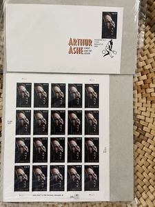 US SCOTT 3936 PANE OF 20 ARTHUR ASHE STAMPS 37 CENT FACE MNH INCL FIRST DAY COVR - Picture 1 of 20