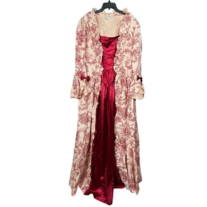 Vintage Victorian Choice Dress 3XL Beige Burgundy Paisley Theatre Renaissance - Picture 1 of 11
