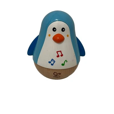 Hape Penguin Musical Wobbling Chimes Bell Blue White Toy 5” Infant Baby Toddler - Image 1 of 4