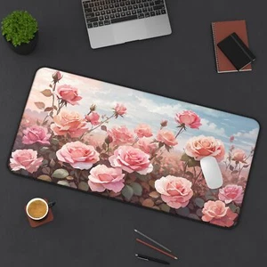Rose Mauspad, Floral Schreibtischunterlage, Ästhetisches Mousepad, XL Antirutsch Schreibtischunterlage - Bild 1 von 13