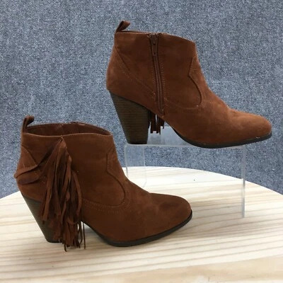 Botas Qupid Mujer 7 Flecos Botines Tacones Altos Informales Marrón Tela Cremallera Foto 1 de 4