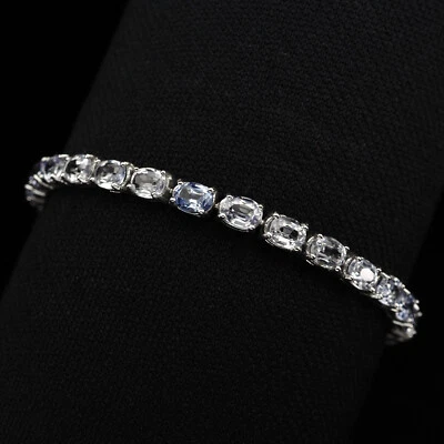 Classically Light Blue Sapphire 16.75Ct 925 Sterling Silver Handmade Bracelets - Image 1 of 4