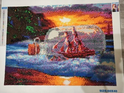 картина с бриллиантом с пляжем и бутылкой  - Изображение 1 из 2