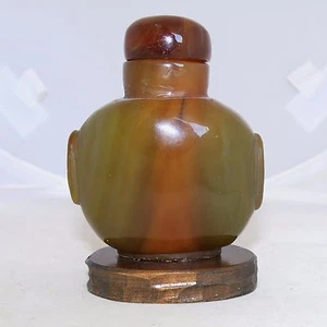 Vintage ? 2.9" Chinese Green, Brown, Burnt Orange & Carnelian Agate Snuff Bottle - Picture 1 of 12