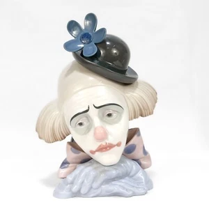 Busto di clown in porcellana Lladro in pensione con cappello Bowler - Modello 5130 - Foto 1 di 7