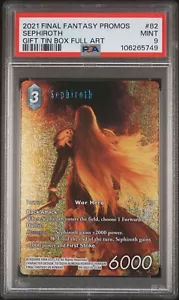 2021 FINAL FANTASY PROMOS 82 SEPHIROTH GIFT TIN FULL ART PSA 9 Mint - Picture 1 of 2