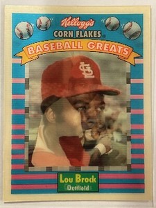 1991 Kellogg's Corn Flakes Lou Brock Baseball Greats #10 Baseball Cardinals HOF