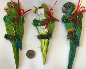 PARROT Christmas Ornament Blue Quaker Mallee Ringneck Parakeet Bird Holiday Deco - Picture 1 of 4