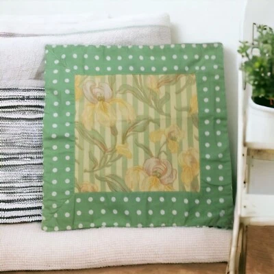 Vtg April Cornell Pillow Sham Cover Square Throw Shabby Cottagecore Garden Party - Image 1 of 4
