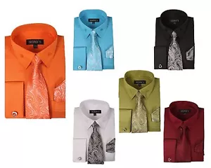 Para hombre 60% algodón 40% polietileno color a juego ojos de gato puño ling corbata y hanky AH 619 - Imagen 1 de 10