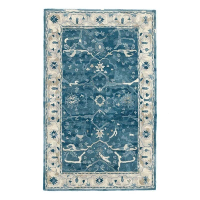Mathison Blue handmade woolen tufted rugs and Carpets - Image 1 of 4