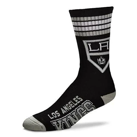 For Bare Feet NHL Los Angeles Kings 4 Stripe Deuce Crew Sock Team Color YOUTH Cover