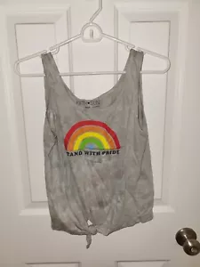 NEW! Fifth Sun Crop Pride Gray Tank Top Tie Dye Rainbow Juniors Size L NWT - Picture 1 of 4