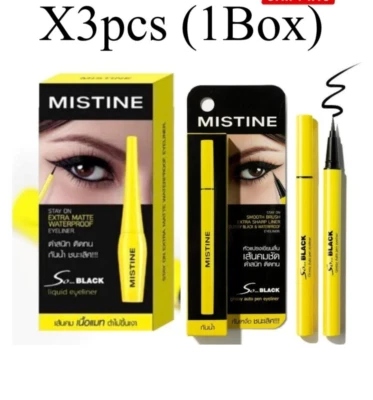 x3 piezas Mistine - ¡Tan negro! Delineador de ojos automático brillante (negro) de Tailandia Foto 1 de 4