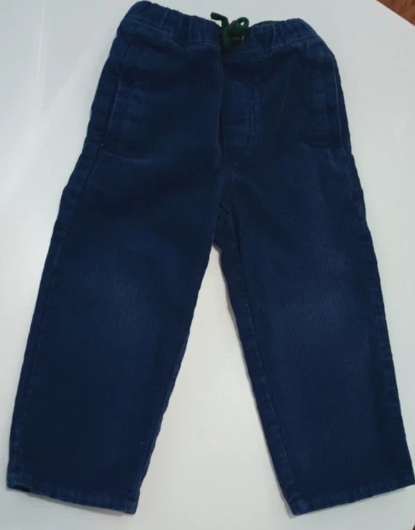Calça Longa Mini Boden Criança Menina Tamanho 3T Veludo Azul Cintura Elástica - Imagem 1 de 4