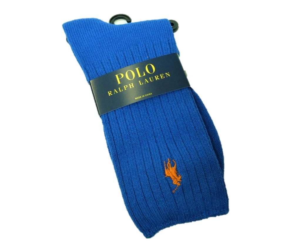 Ralph Lauren Polo Pony Damas Bota Calcetines Mezcla Algodón Acanalado Tejido Azul- NUEVO Foto 1 de 1