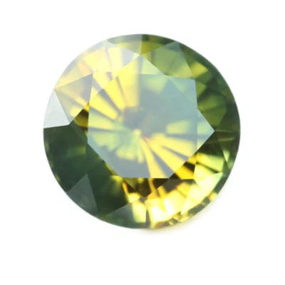 Certified 0.50ct Natural Green Yellow Sapphire VS Clarity Madagascar 4.3mm Round - Image 1 of 3