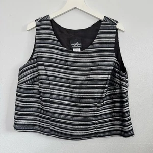 Vintage Y2K Tanktop Damen Petite 18 Party Glam Rave Übergröße Metallic gestreift - Bild 1 von 3