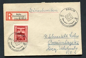 Reich tedesco seconda guerra mondiale: rara copertina R del 1943 - annulli fantasia Berlino - usata - Foto 1 di 2