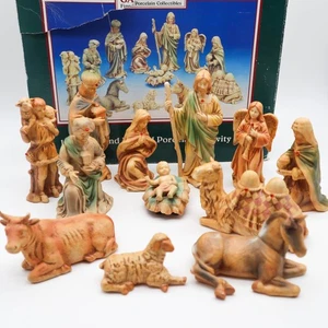 Vtg Porcelain Nativity Set 12-piece Bradford Holiday Gatherings Hand Painted - Picture 1 of 14
