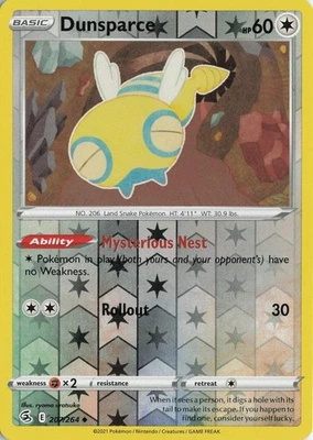 Dunsparce Reverse Holo Uncommon – SWSH08: Fusion Strike #207/264 Pokémon TCG - Image 1 of 2