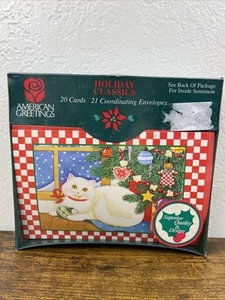 American Greetings Weihnachtskarten 20er Box, Weihnachtskatze Neu im Karton - Bild 1 von 2