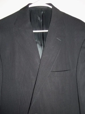(BA321) MINT STUNNING Versace WOOL & SILK BLACK SELF-STRIPE EVENING BLAZER- 40L - Image 1 of 4