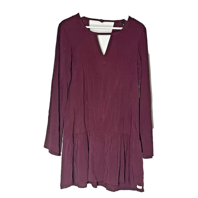 Hurley Women Dress Small Red Cabo Cutout Twilight Marsh Long Sleeve Ruffle NWT - Image 1 of 4