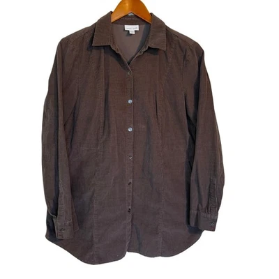 J.Jill Shirt Women S Brown Corduroy Button Up Side Pockets Cabincore Outdoor - Image 1 of 4