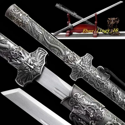 Funda de Metal Tang Dao Chino KUNGFU Sable Dragón Espada Afilada Acero Alto Carbono Foto 1 de 4