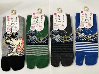 Daiso japan Ladies Tabi socks Wave & Ukiyoe 4set 23-25cm US:6-8  New - Image 1 of 4