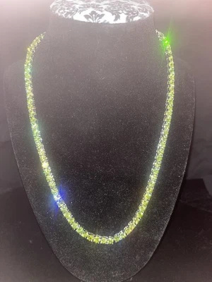 "Collar tenis circonitas verde lima de 5 mm 20"" joyería helada" Foto 1 de 2