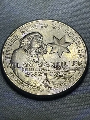 2022 D Wilma Mankiller Quarter Die Break Obverse Rim Error 25C - Image 1 of 4