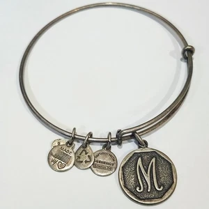 Alex and Ani Inicial M Charm Pulsera Brazalete Tono Plateado Monograma M - Imagen 1 de 3